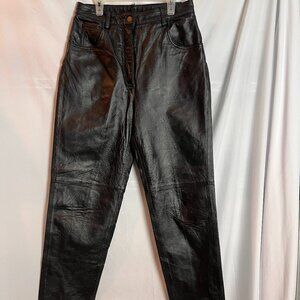Women's Black Leather Tower Hill Jean Style Pants Size 8